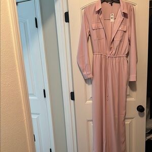 Express Pink Long Sleeve Wide leg Jumpsuit